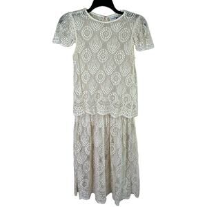 Vintage S.G. Gilbert Lace Midi‎ Dress Cottagecore Granny Scalloped Bride Unique